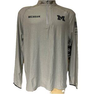 Michigan Wolverines Military Gray Long Sleeve Shirt Quarter Zip Men’s size L New